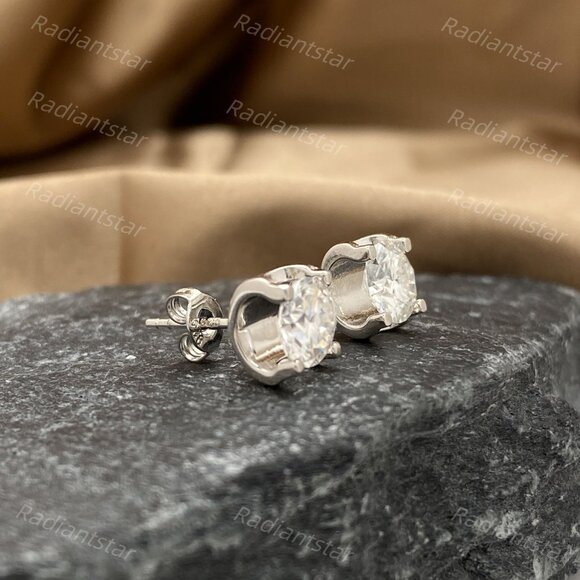 NEW Certified 2ct. t.w. Moissanite 4 Prone Stud Earrings - Picture 7 of 7
